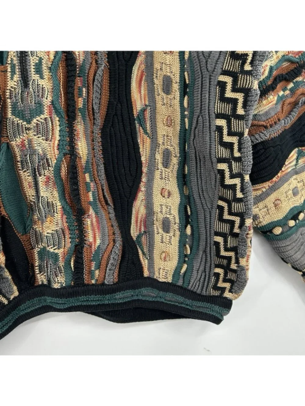 Vintage 90s Tundra 3D Knit Sweater Mens XL Multicolor Textured Vertical Stripe